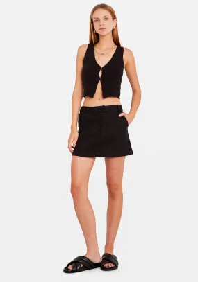 LINEN MICRO MINI SKIRT BLK