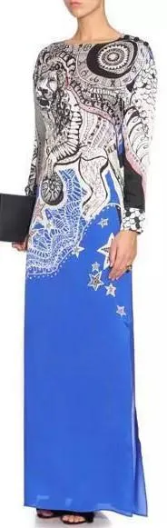 Lion Print Jersey Silk Maxi Dress