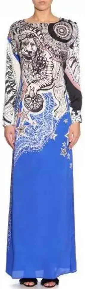 Lion Print Jersey Silk Maxi Dress