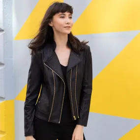 Liquid Leather Double Zipper Jacket