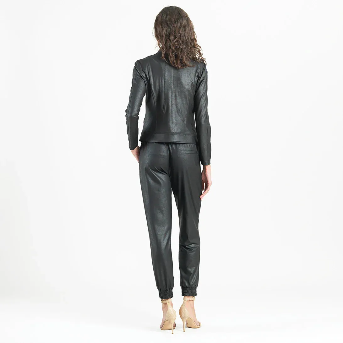 Liquid Leather Double Zipper Jacket