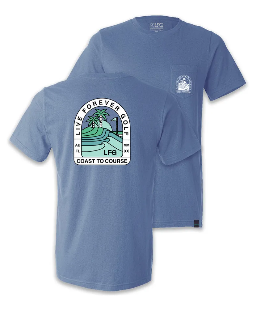 Live Forever Golf - Coast To Course Pocket Tee