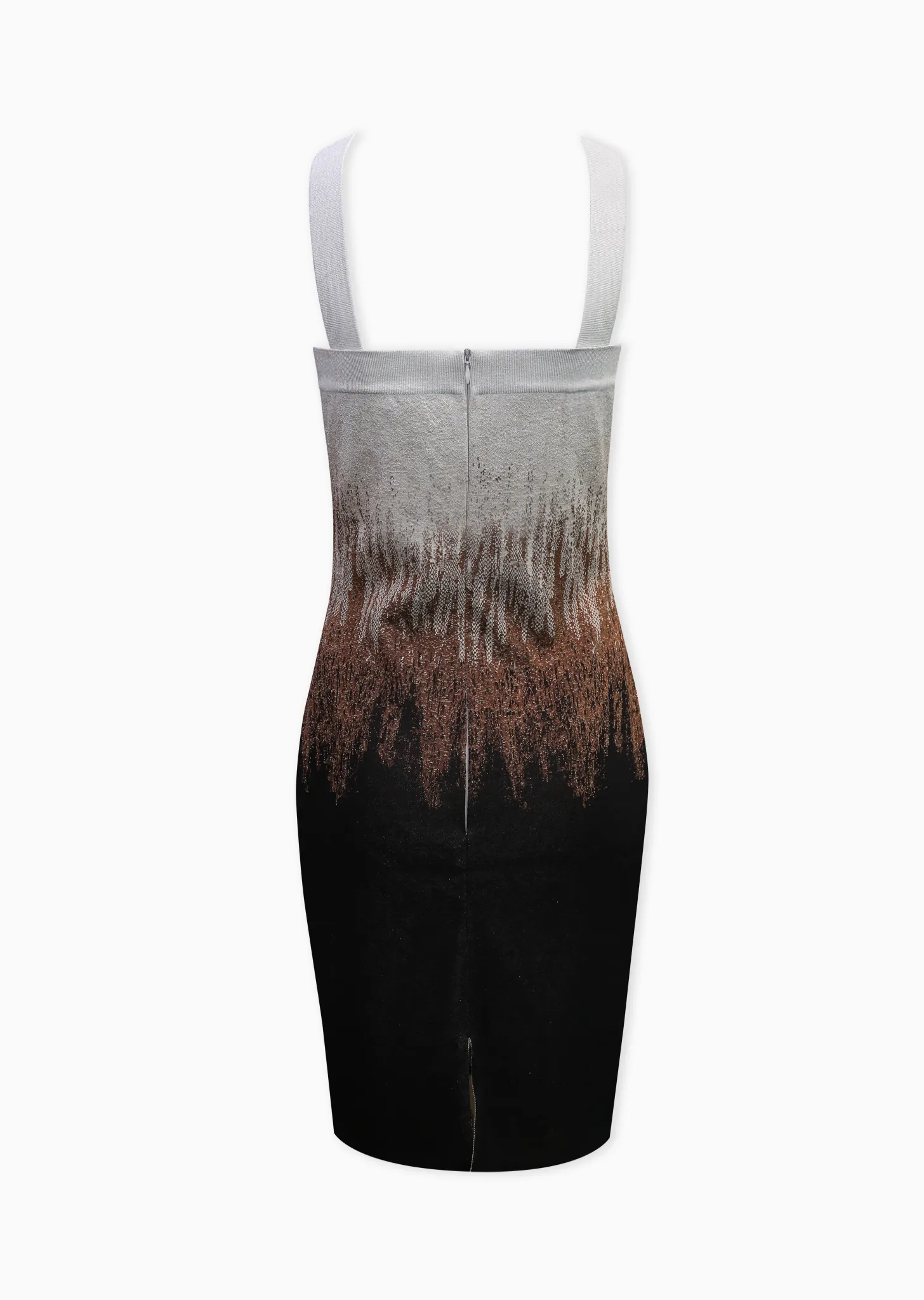 Lizette – Metallic Knit Halter Dress with Ombré Design