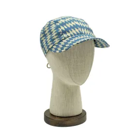 Lo-fi runner cap in bagru blue diamond checker cotton