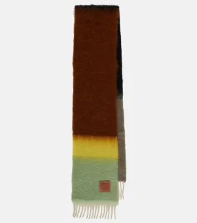 Loewe striped mohair and wool scarf, black