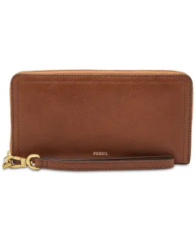 Logan Leather Wallet with RFID Zip and Fossil Zip Strap, Brown