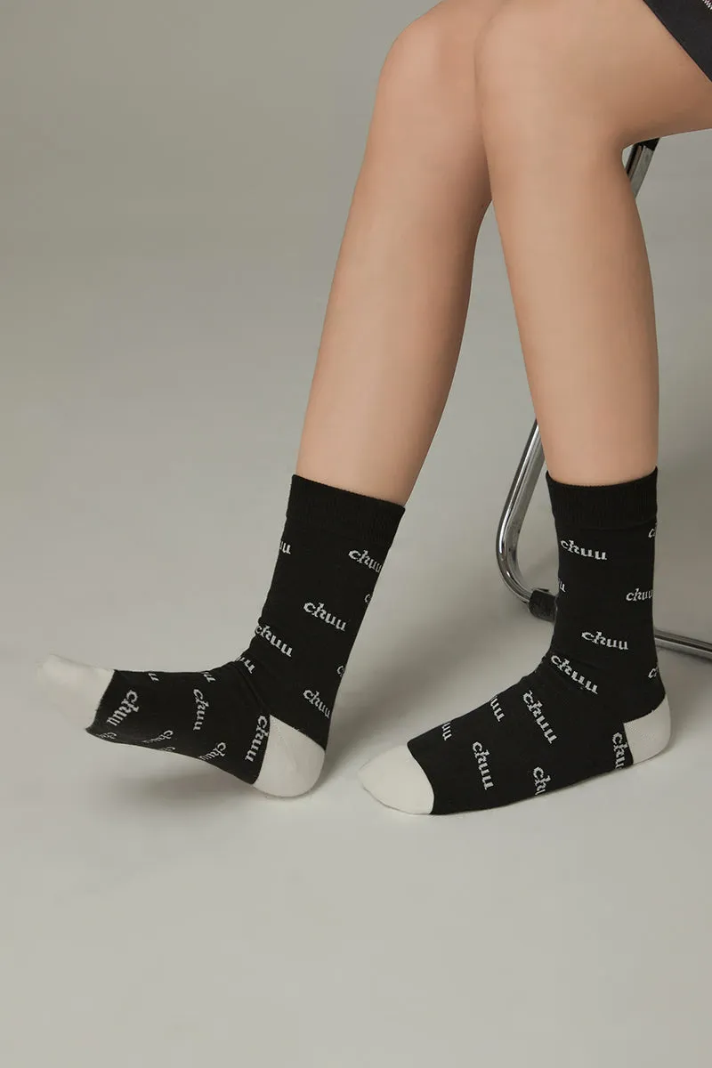 Logo Lettering Color High Socks