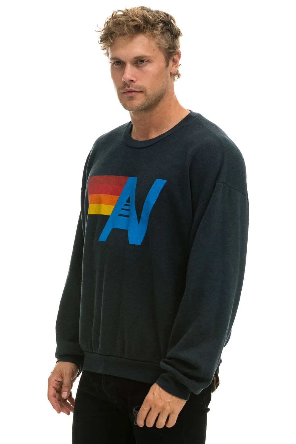 LOGO RELAXED CREW SWEATSHIRT - CHARCOAL