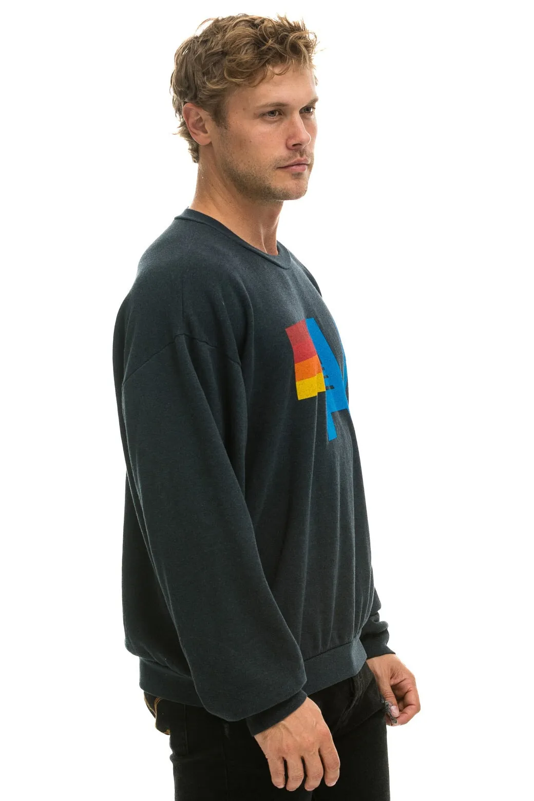 LOGO RELAXED CREW SWEATSHIRT - CHARCOAL