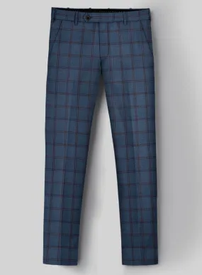 London Loom Blue Check Wool Silk Linen Pants
