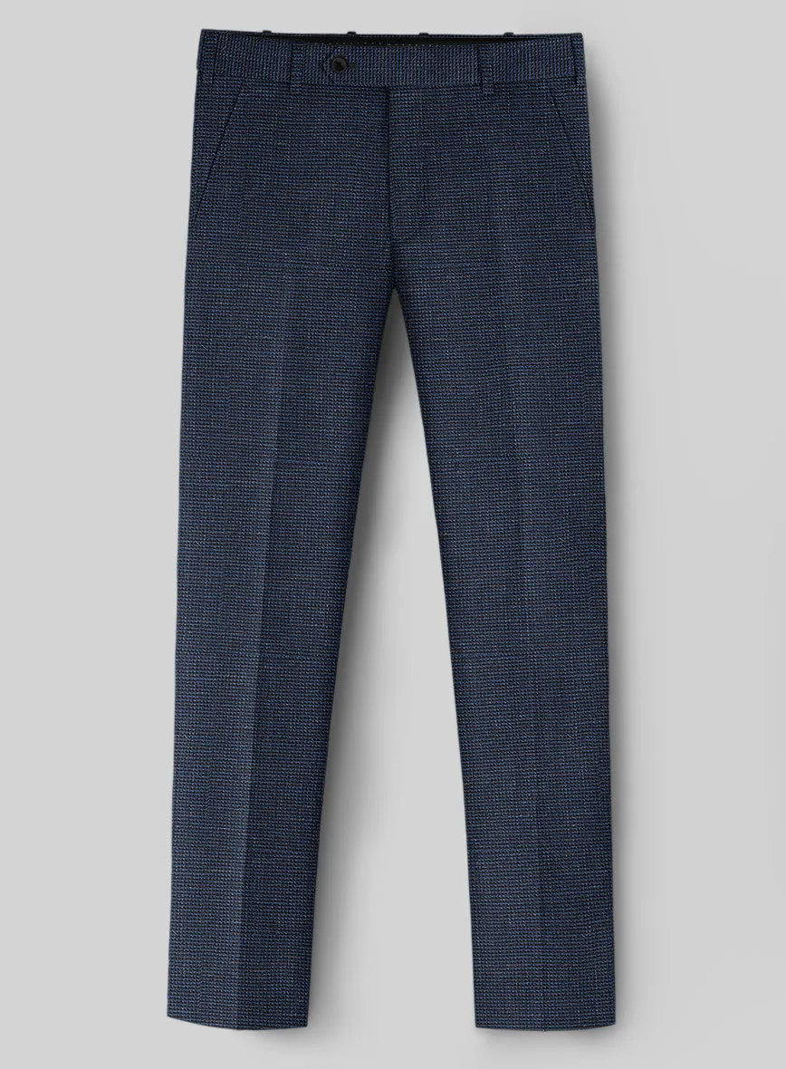 London Loom Dark Blue Nailhead Wool Silk Linen Pants