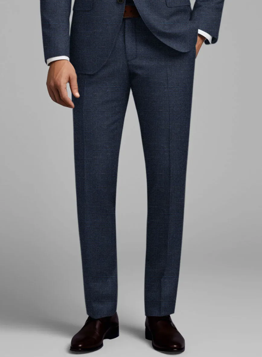London Loom Dark Blue Nailhead Wool Silk Linen Pants