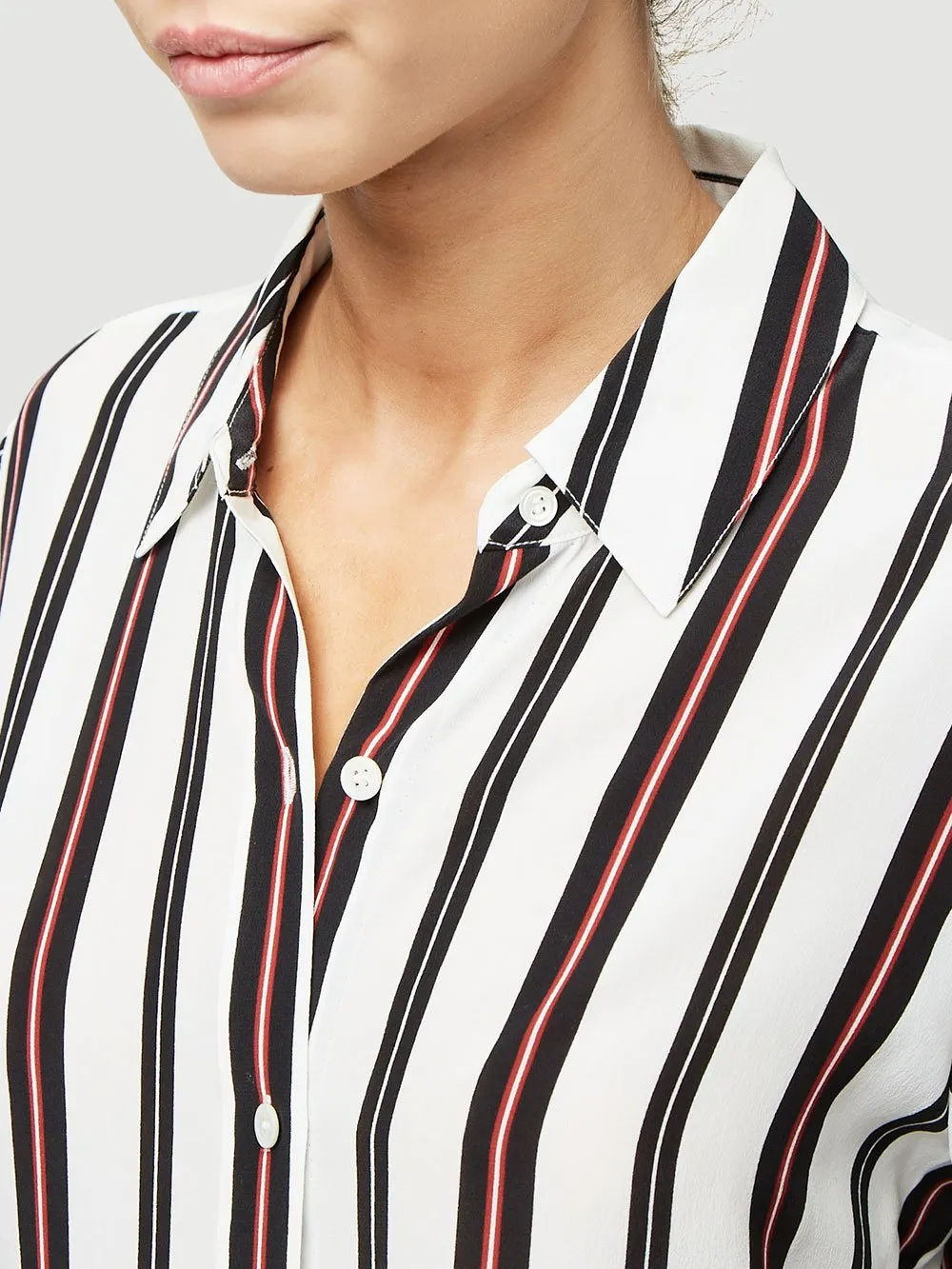 Long Cuff Silk PJ Blouse -- Noir Multi