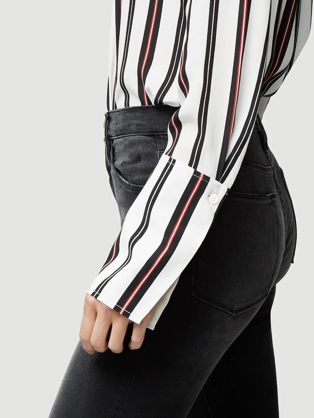 Long Cuff Silk PJ Blouse -- Noir Multi