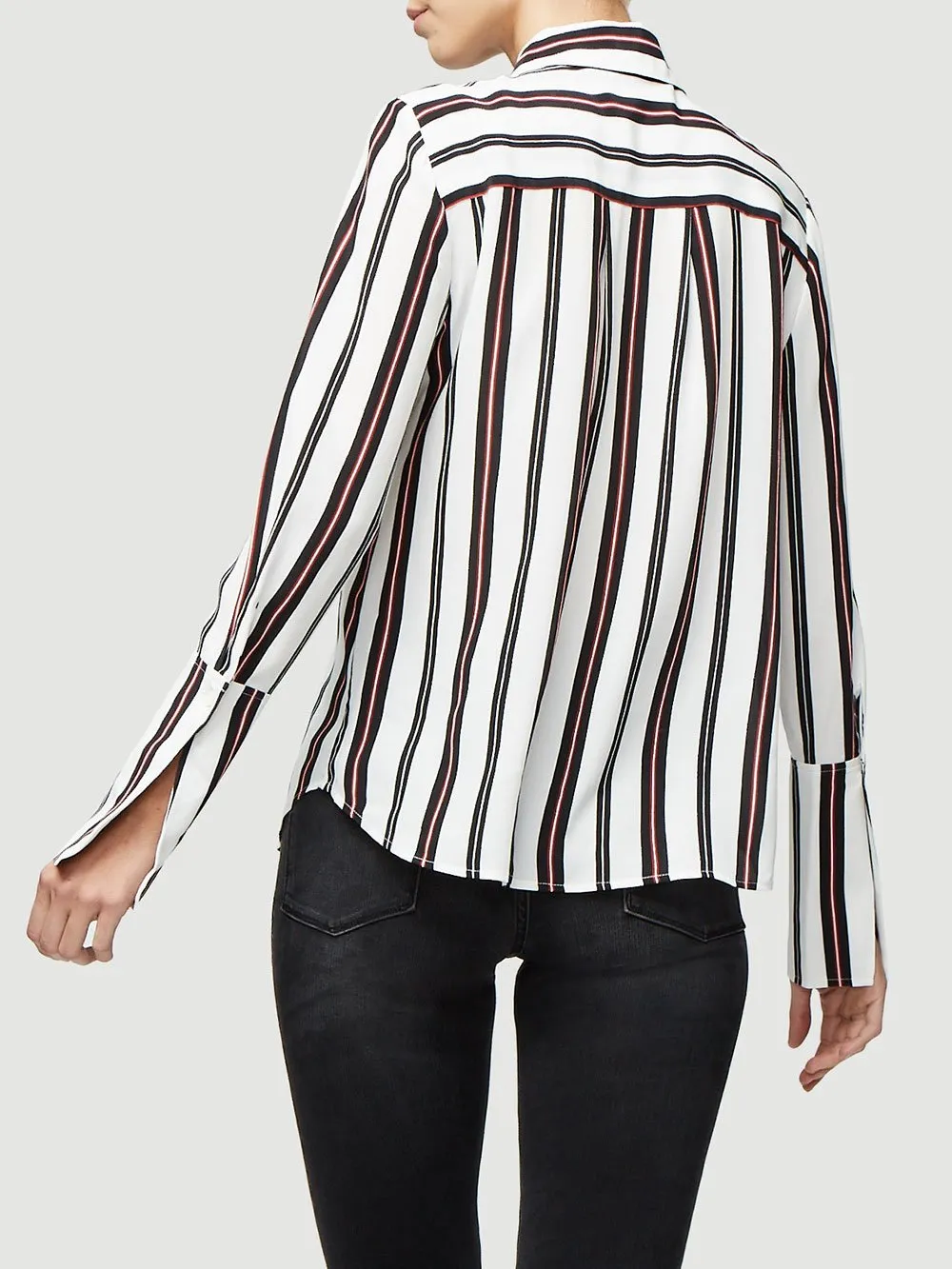 Long Cuff Silk PJ Blouse -- Noir Multi
