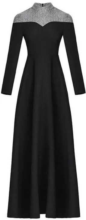 Long High-Neck Contrast Gown