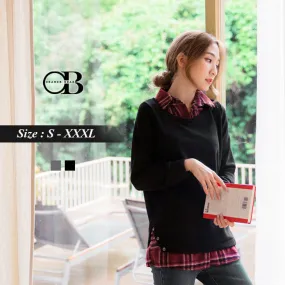 LONG SLEEVE CHECKED SPLICE SHIRTS