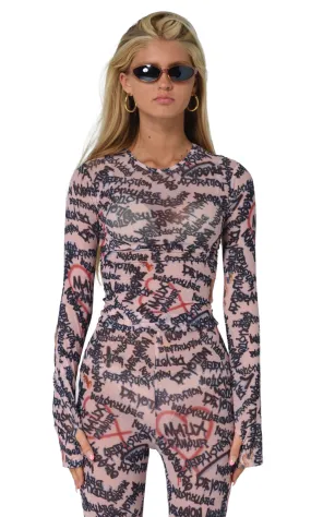 LONG SLEEVE MESH TOP