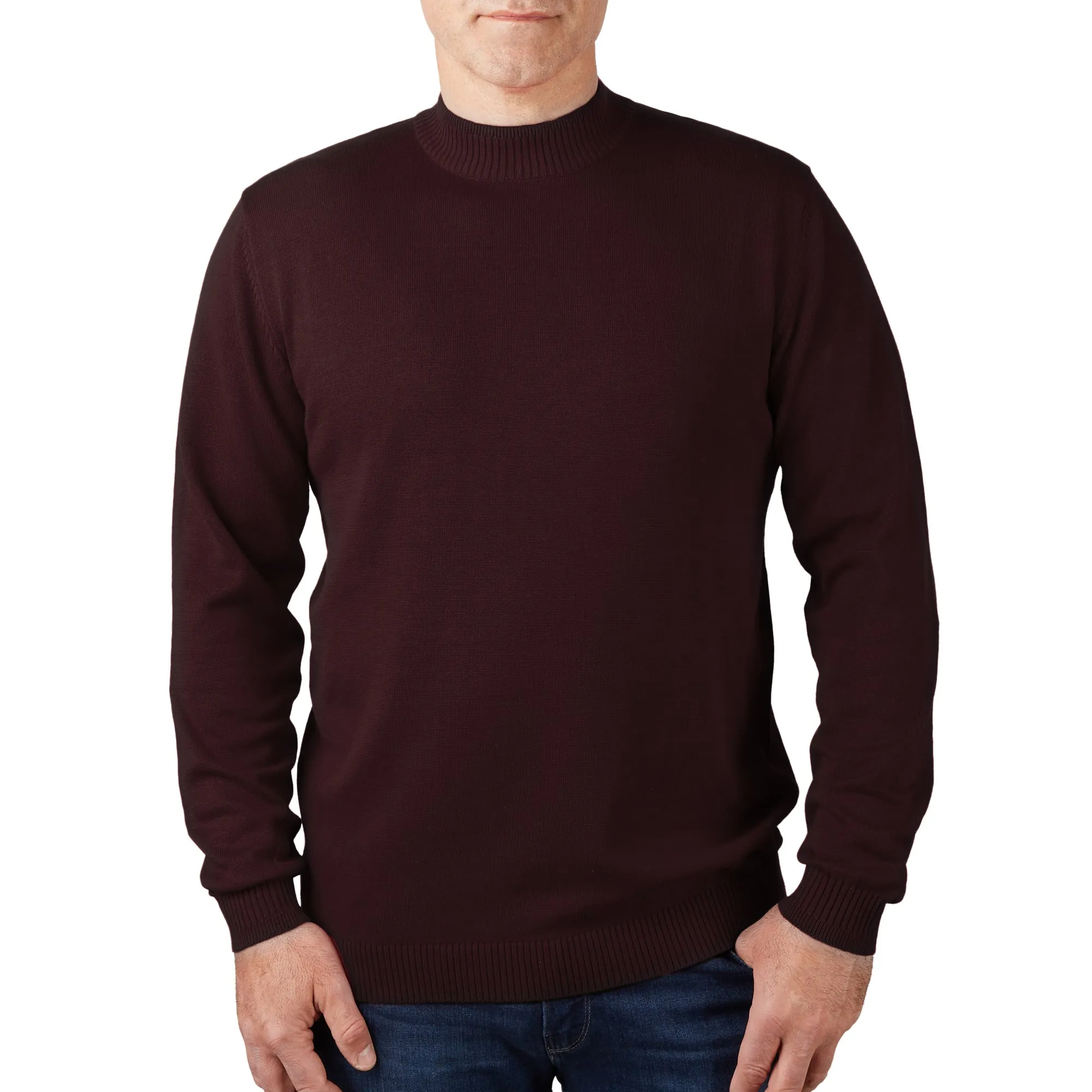 Long Sleeve Mock Neck Sweater by Lorenzo Franco - Burgundy