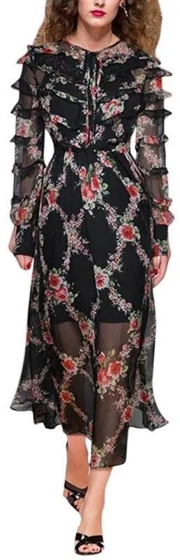 Long Sleeve Ruffled Dress