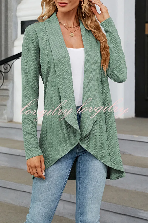 Long Sleeve Solid Color Ruffle Loose Cardigan