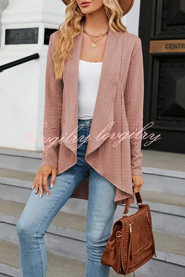 Long Sleeve Solid Color Ruffle Loose Cardigan