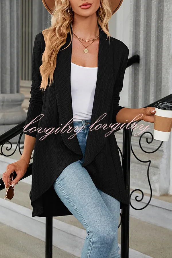 Long Sleeve Solid Color Ruffle Loose Cardigan