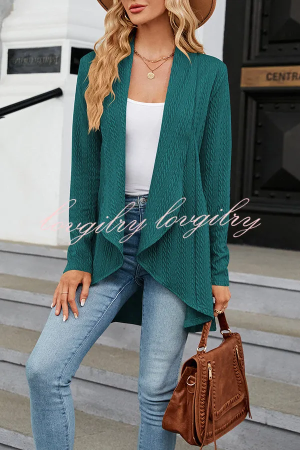Long Sleeve Solid Color Ruffle Loose Cardigan