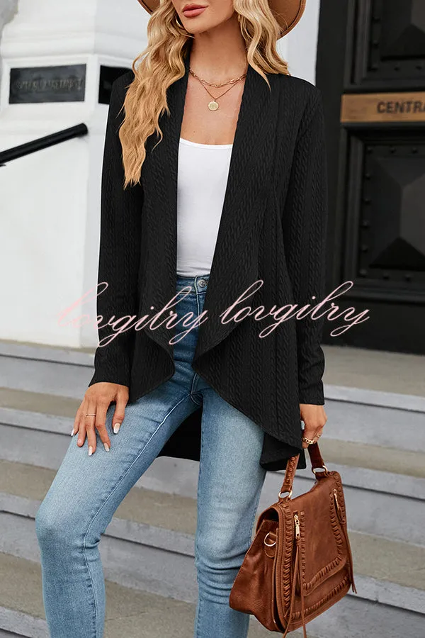 Long Sleeve Solid Color Ruffle Loose Cardigan