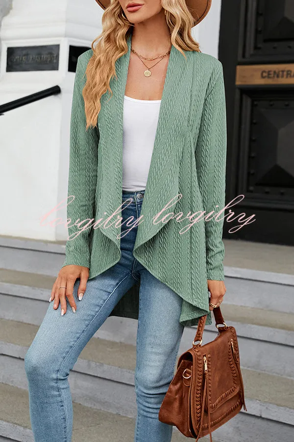 Long Sleeve Solid Color Ruffle Loose Cardigan