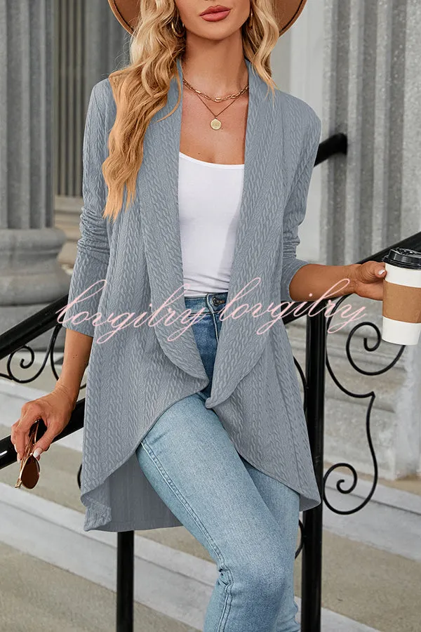 Long Sleeve Solid Color Ruffle Loose Cardigan