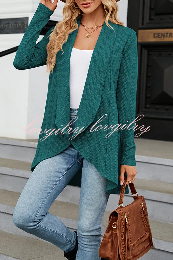 Long Sleeve Solid Color Ruffle Loose Cardigan