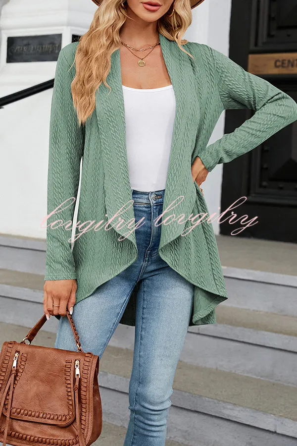 Long Sleeve Solid Color Ruffle Loose Cardigan