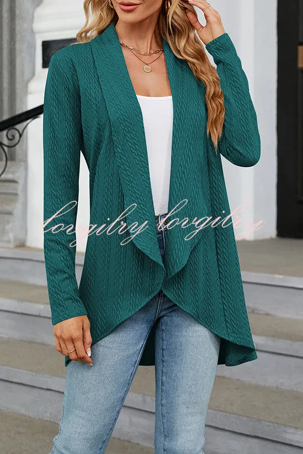 Long Sleeve Solid Color Ruffle Loose Cardigan