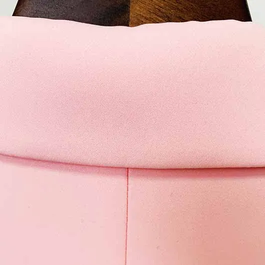 Long Sleeves Pink Blazer Pantsuits Two Piece Pantsuit Flare Trousers Set