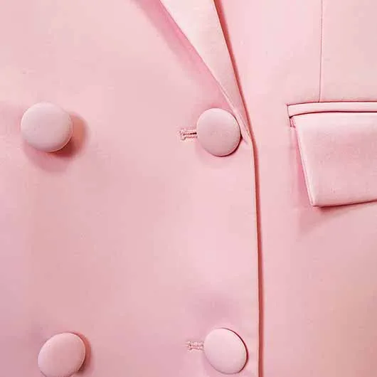 Long Sleeves Pink Blazer Pantsuits Two Piece Pantsuit Flare Trousers Set