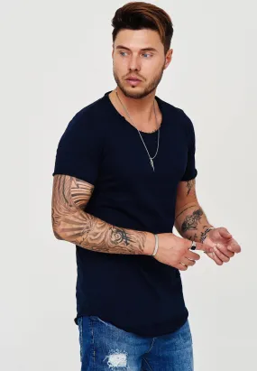 Longline T-Shirt Dunkelblau 7103