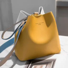 longmiao Designer Bucket Handbag Hit Color Purses and Handbags Hasp Composite Shoulder Bags for Women Small Messenger Bag
