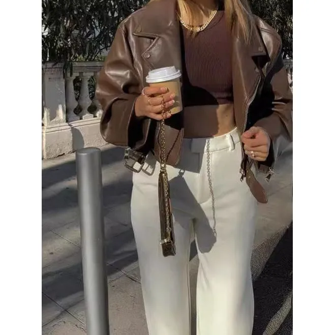 Loose Versatile Short Leather Jacket