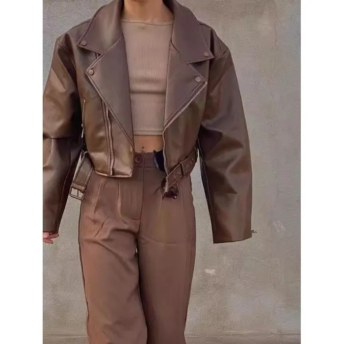 Loose Versatile Short Leather Jacket