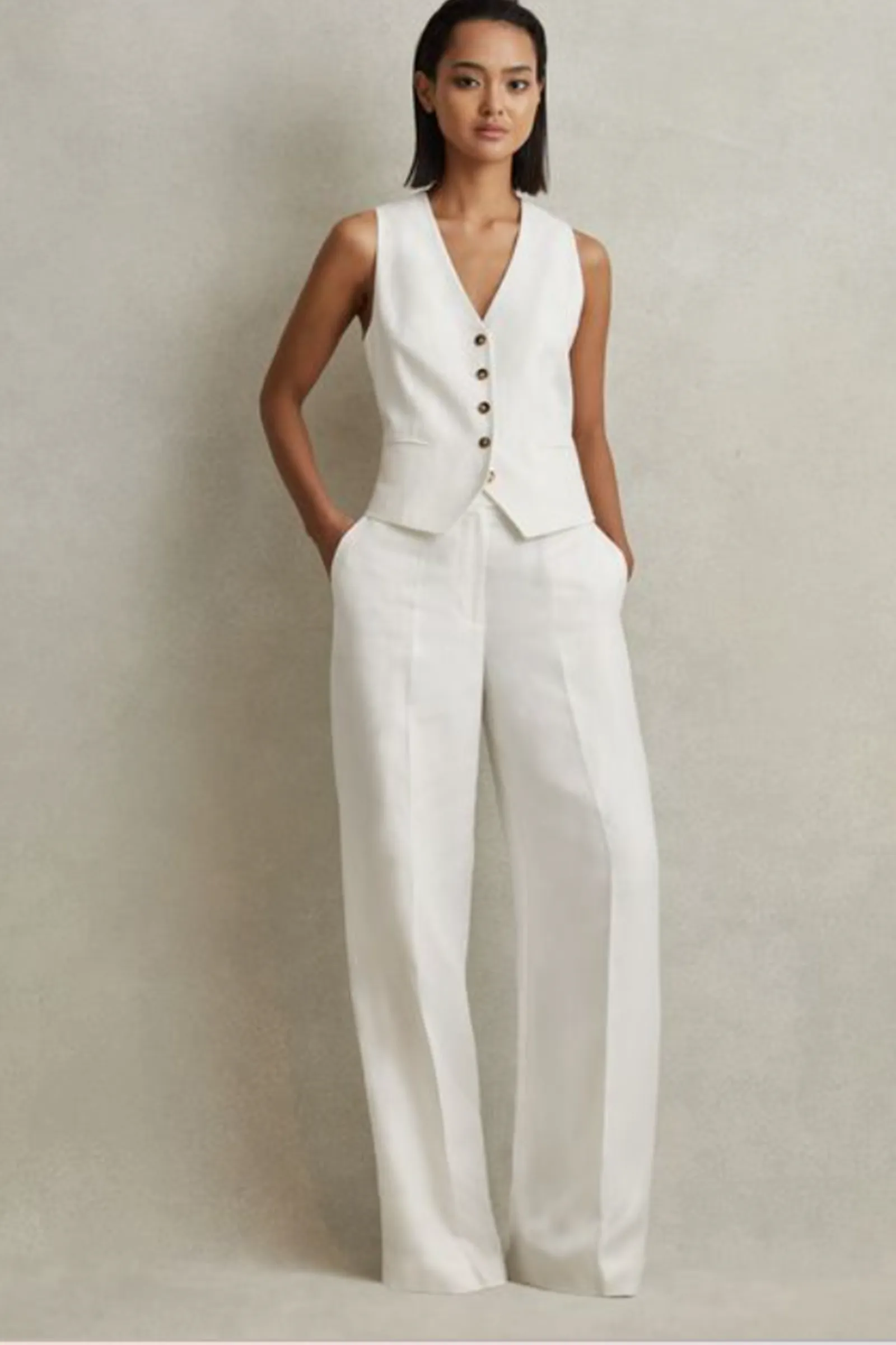 Lori Viscose-Linen Wide Leg Suit Trousers