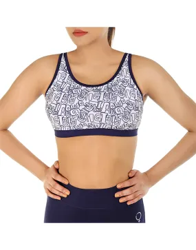 LOSHA MEDIUM IMPACT SPORTS BRA WITH STRAPPY BACK & REMOVABLE PADS-WHITE
