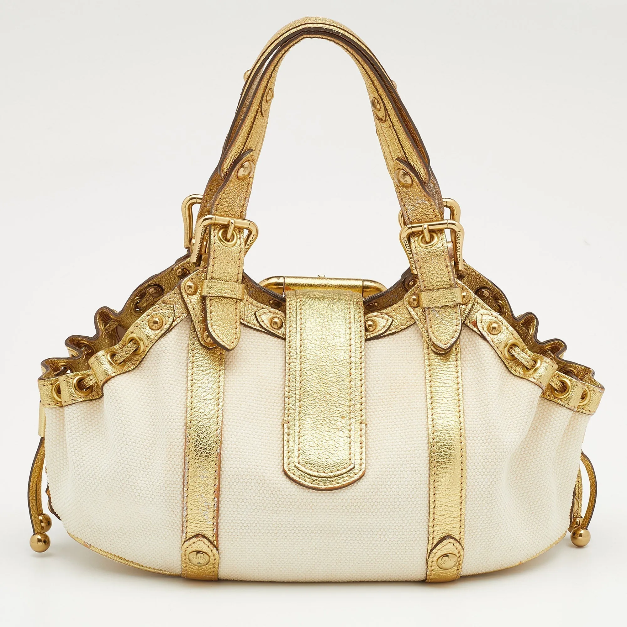 Louis Vuitton Cream/Gold Canvas and Leather Antigua Theda PM Bag