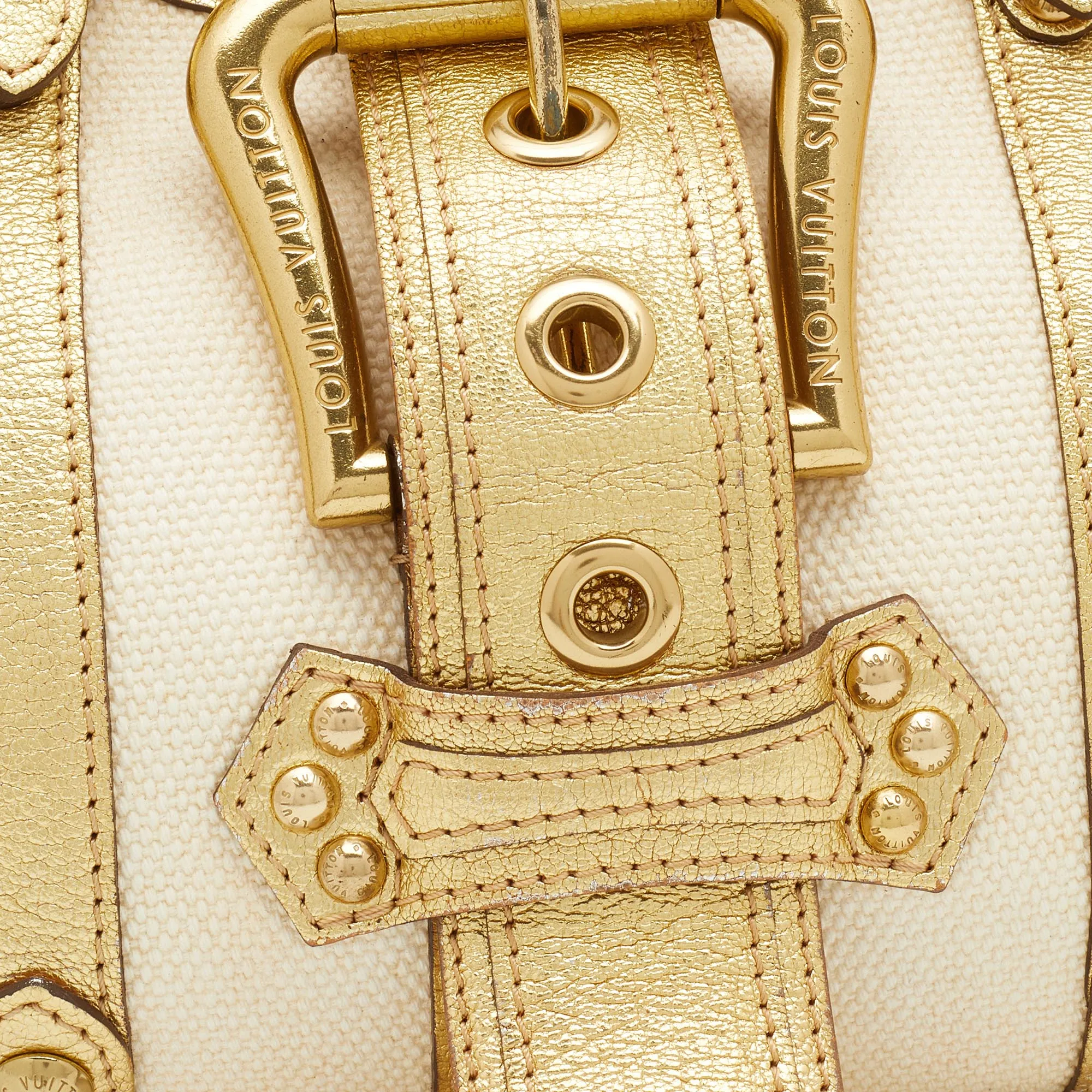 Louis Vuitton Cream/Gold Canvas and Leather Antigua Theda PM Bag