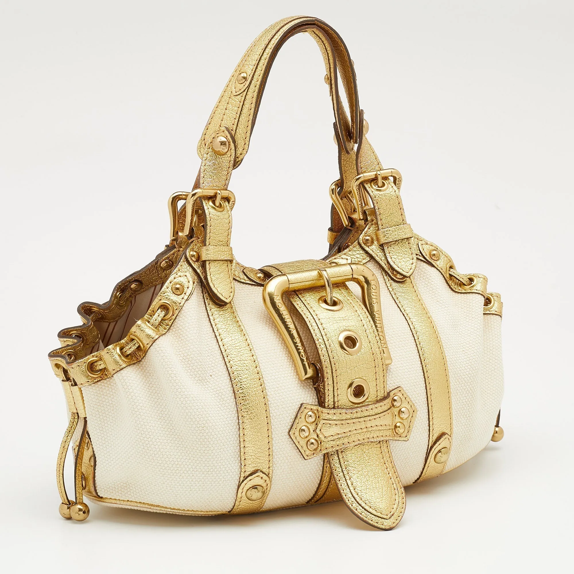 Louis Vuitton Cream/Gold Canvas and Leather Antigua Theda PM Bag