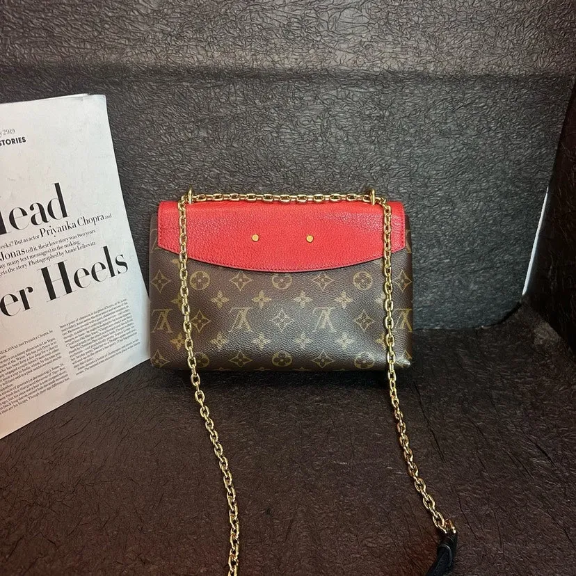 Louis Vuitton Vintage Monogram Red Leather Legend Chain Bag 25cm