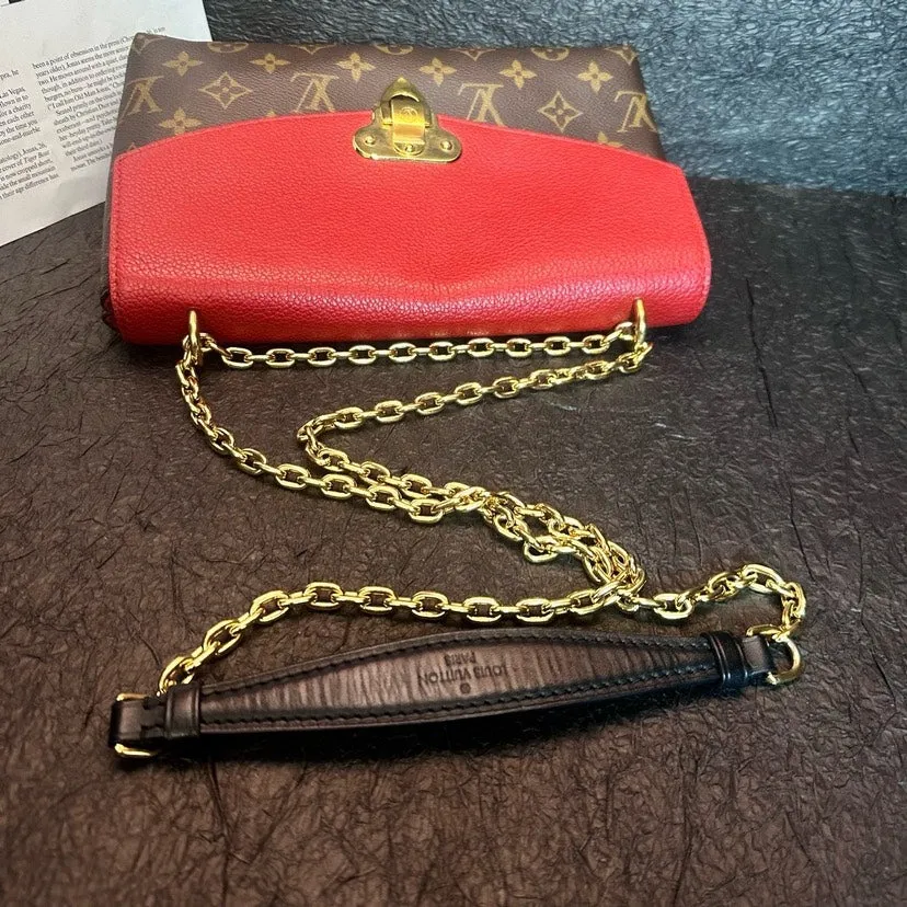 Louis Vuitton Vintage Monogram Red Leather Legend Chain Bag 25cm
