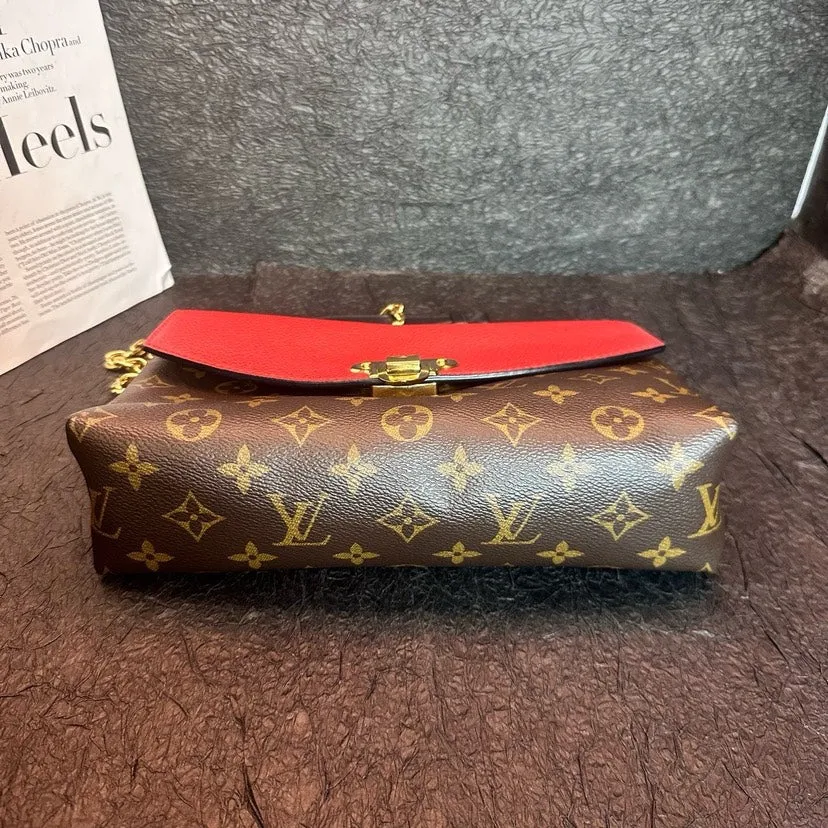 Louis Vuitton Vintage Monogram Red Leather Legend Chain Bag 25cm