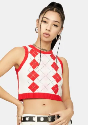Love Main Stage Cropped Argyle Vest