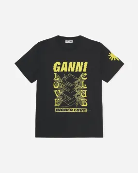 Love Print O-neck Relaxed T-shirt - Phantom